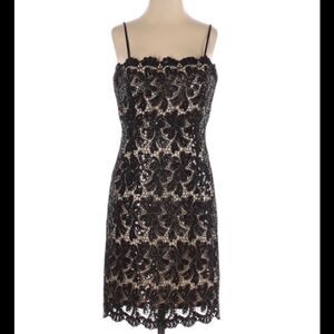Melanie Harris Spaghetti Strap Black Sequin Lace Special Occasion Dress